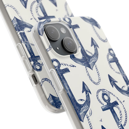 Navy Anchor Loop iPhone 15 Plus Case - Soft