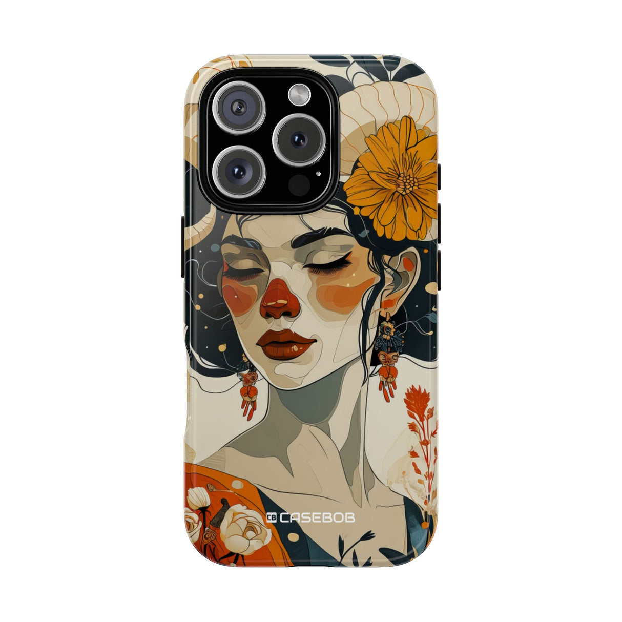 Mythical Serenity: Floral Ram Goddess - for iPhone 16