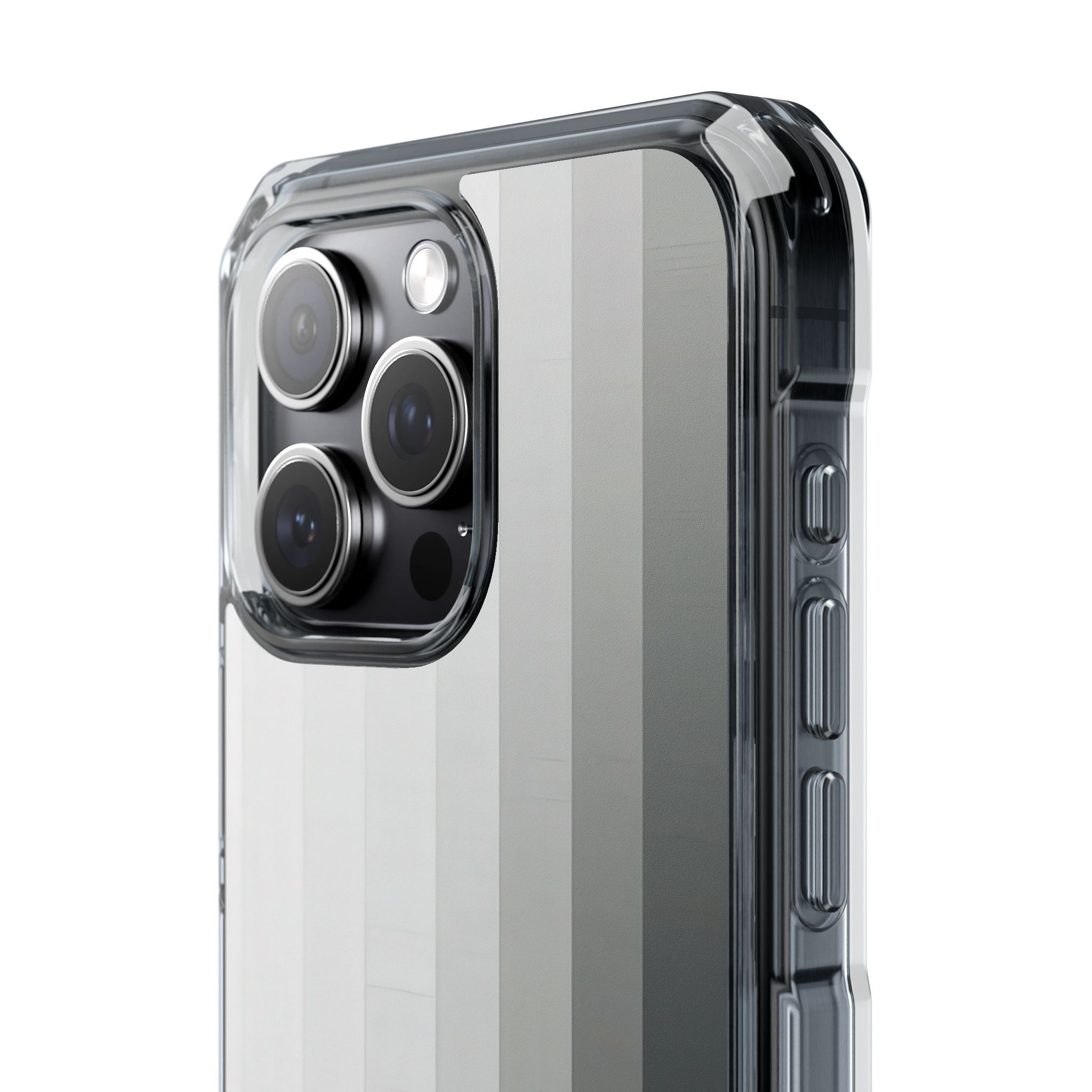 Silver Gradient Stripes iPhone 15 - Impact Clear+