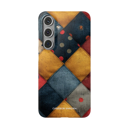 Blue Red Patchwork - Slim Samsung S24 Phone Case