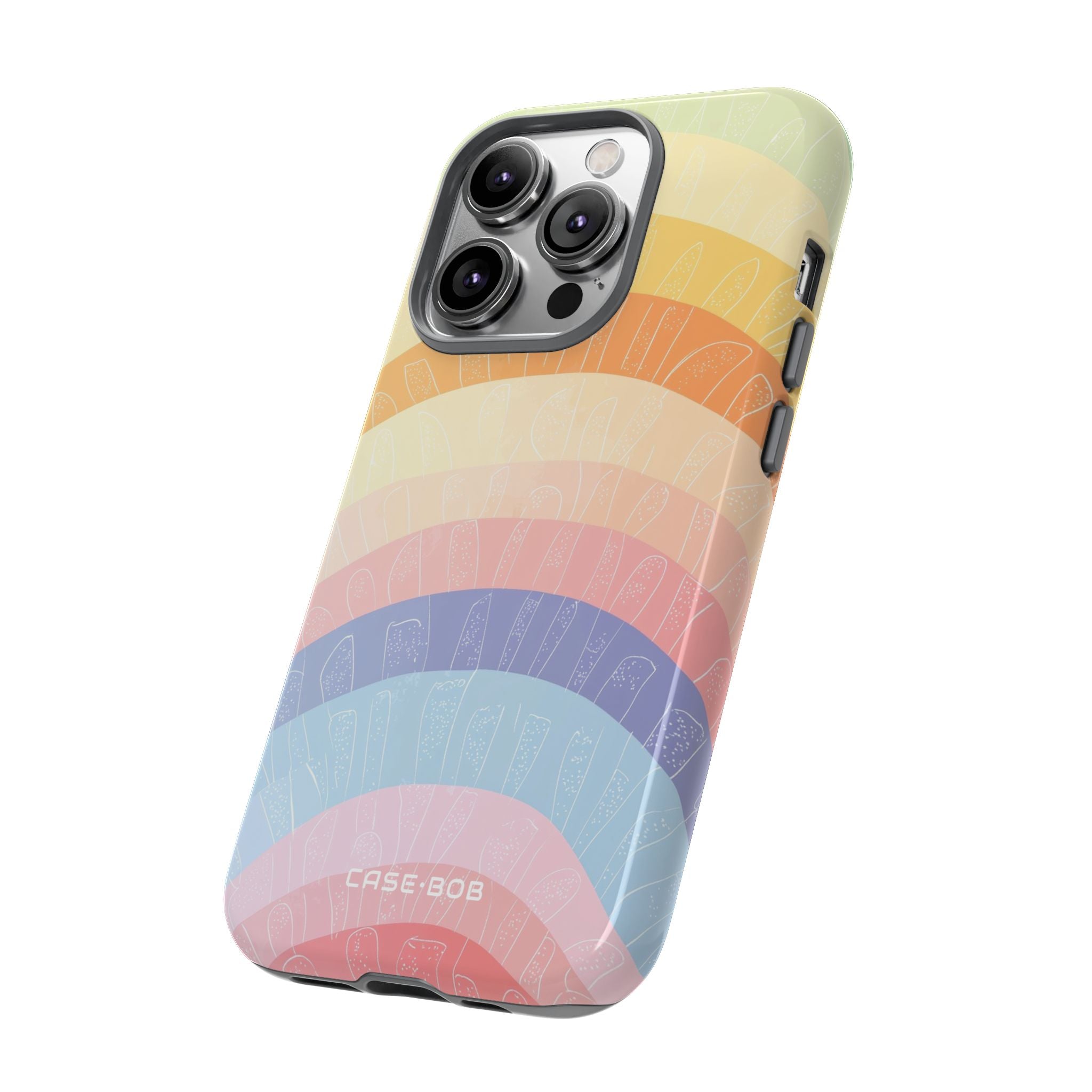 Pastel Rainbow Bands iPhone 14 Pro Case - Tough