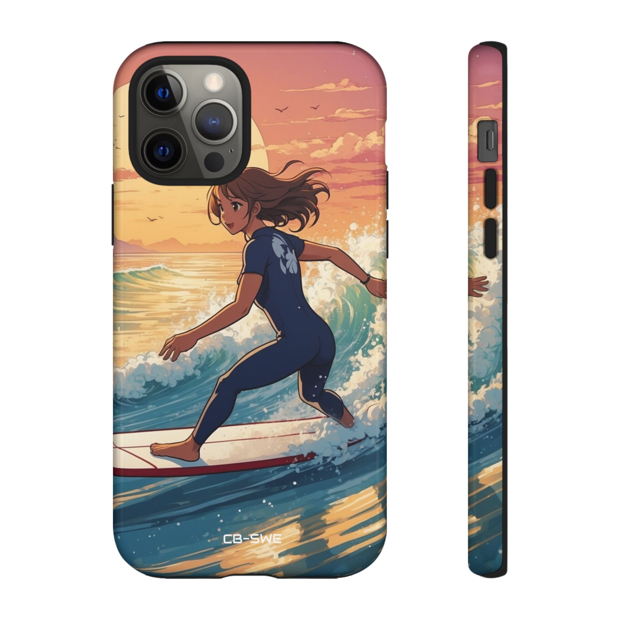 Surfing Into Sunset - iPhone Case
