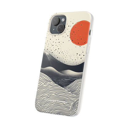 Red Sun Over Flowing Horizons iPhone 15 - Flexi Phone Case