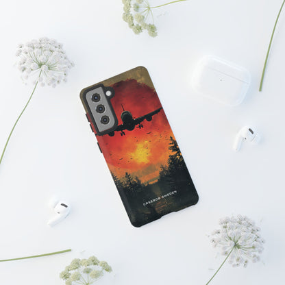 Vintage Sunset Airplane Silhouette  Samsung S21 - Tough Phone Case