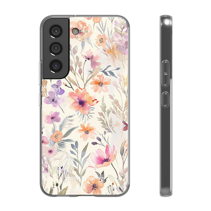 Soft Pink Floral Watercolor Design - Flexi Samsung S22 Phone Case