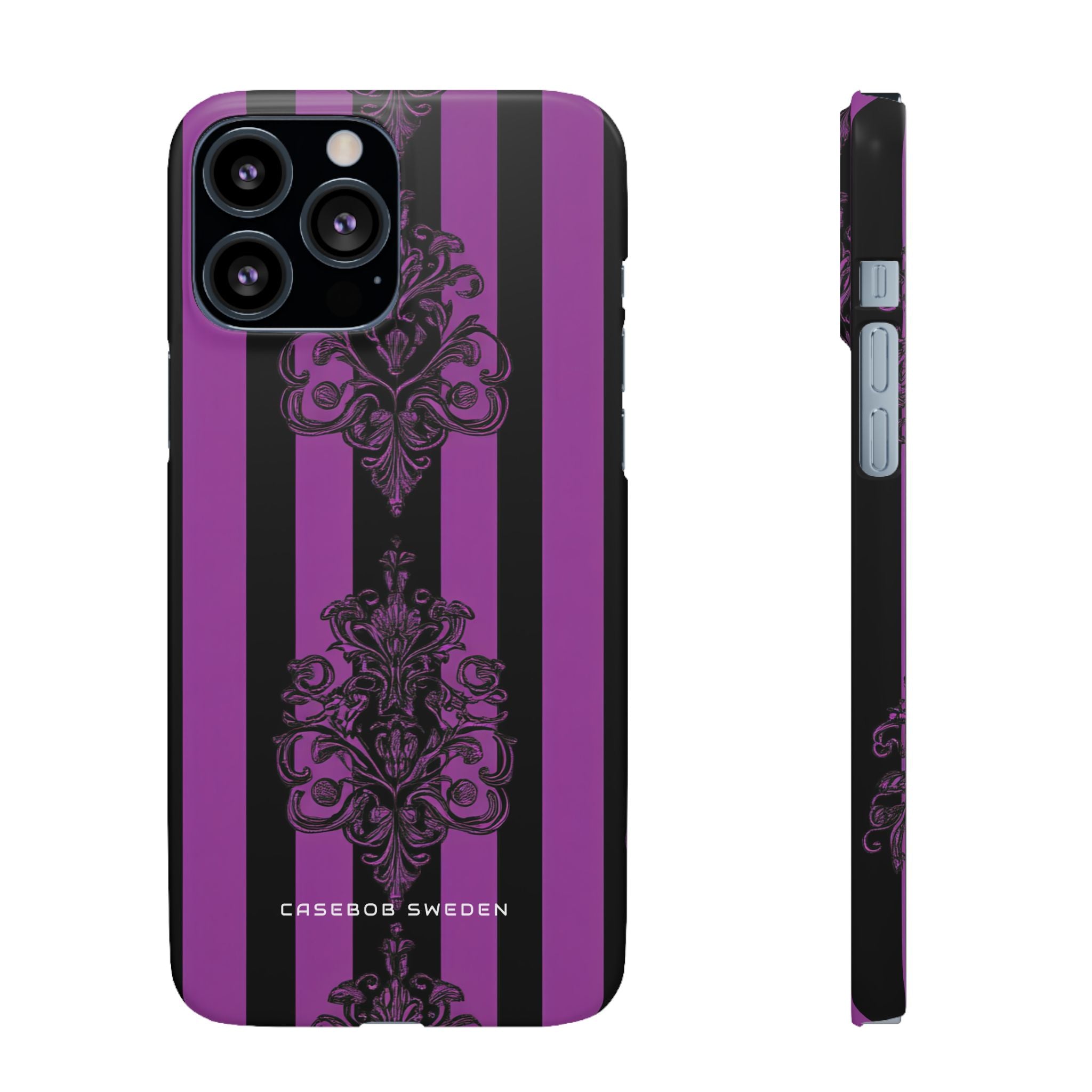 Gothic Elegance with Vertical Stripes and Ornamental Motifs iPhone 13 - Slim Phone Case