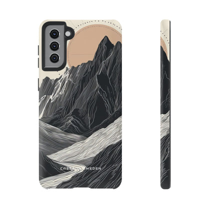 Minimalist Mountain Landscape with Flowing River  Samsung S21 - Tough Phone Case