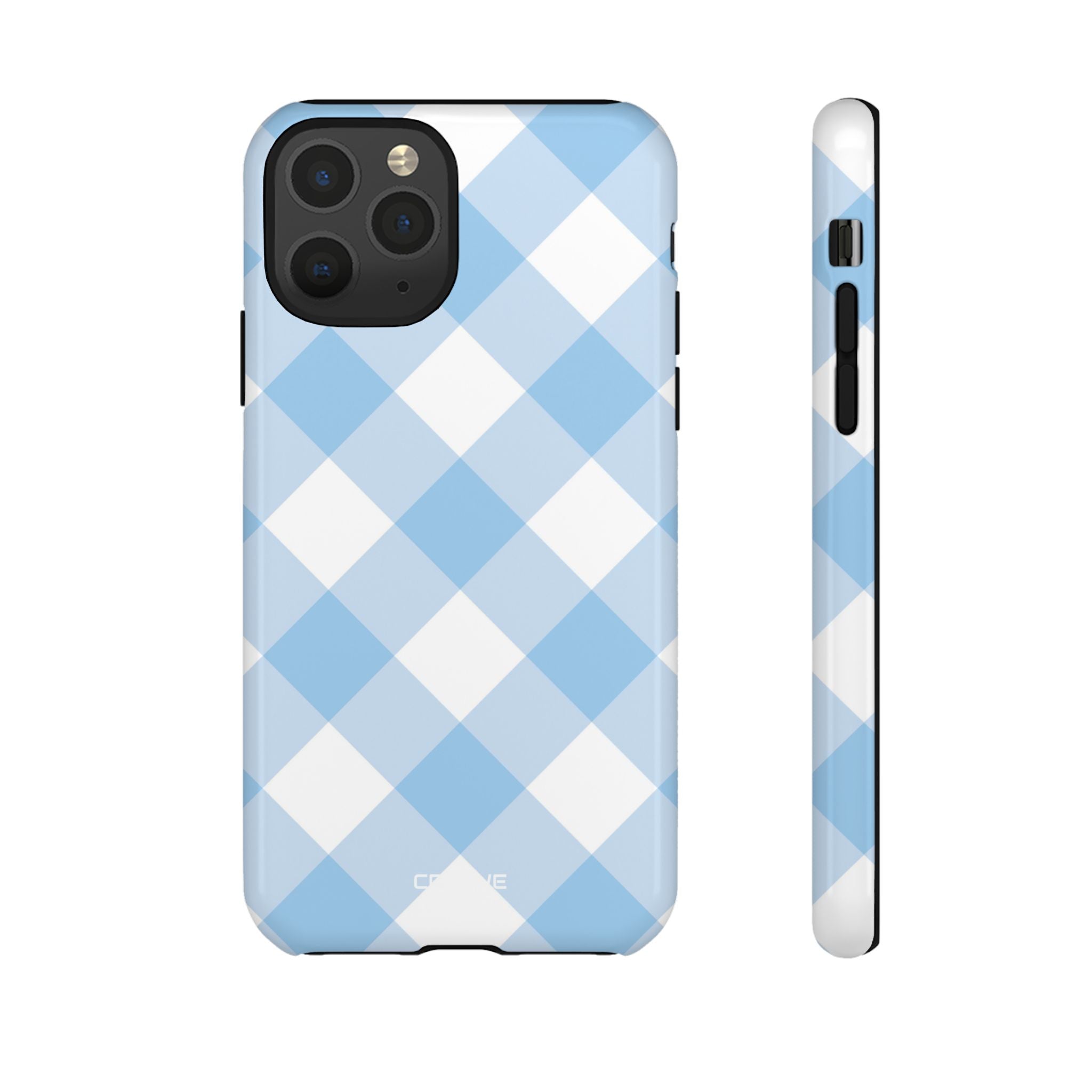 Soft Blue Gingham Elegance - iPhone Case