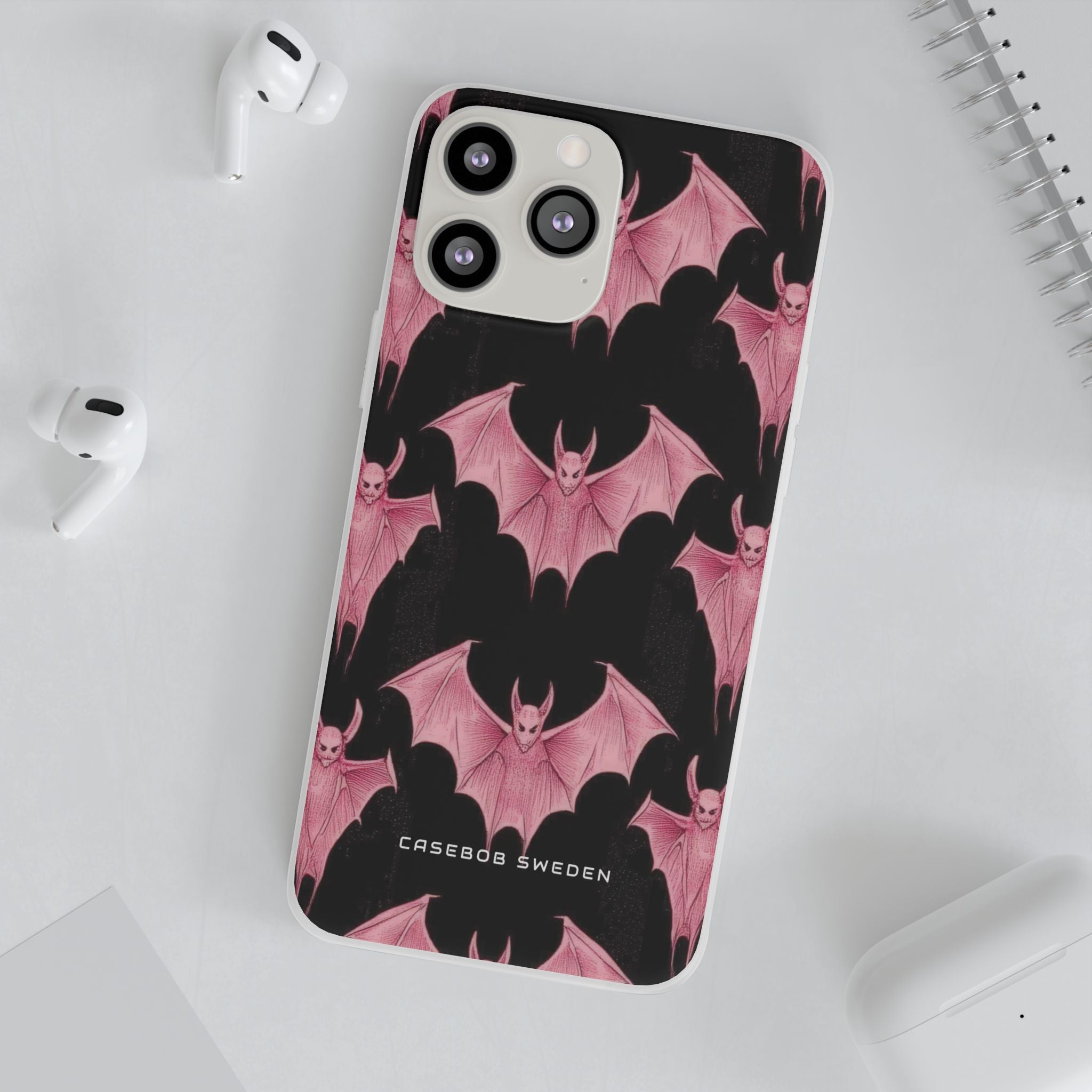 Gothic Pink Bats Aflame iPhone 13 - Flexi Phone Case