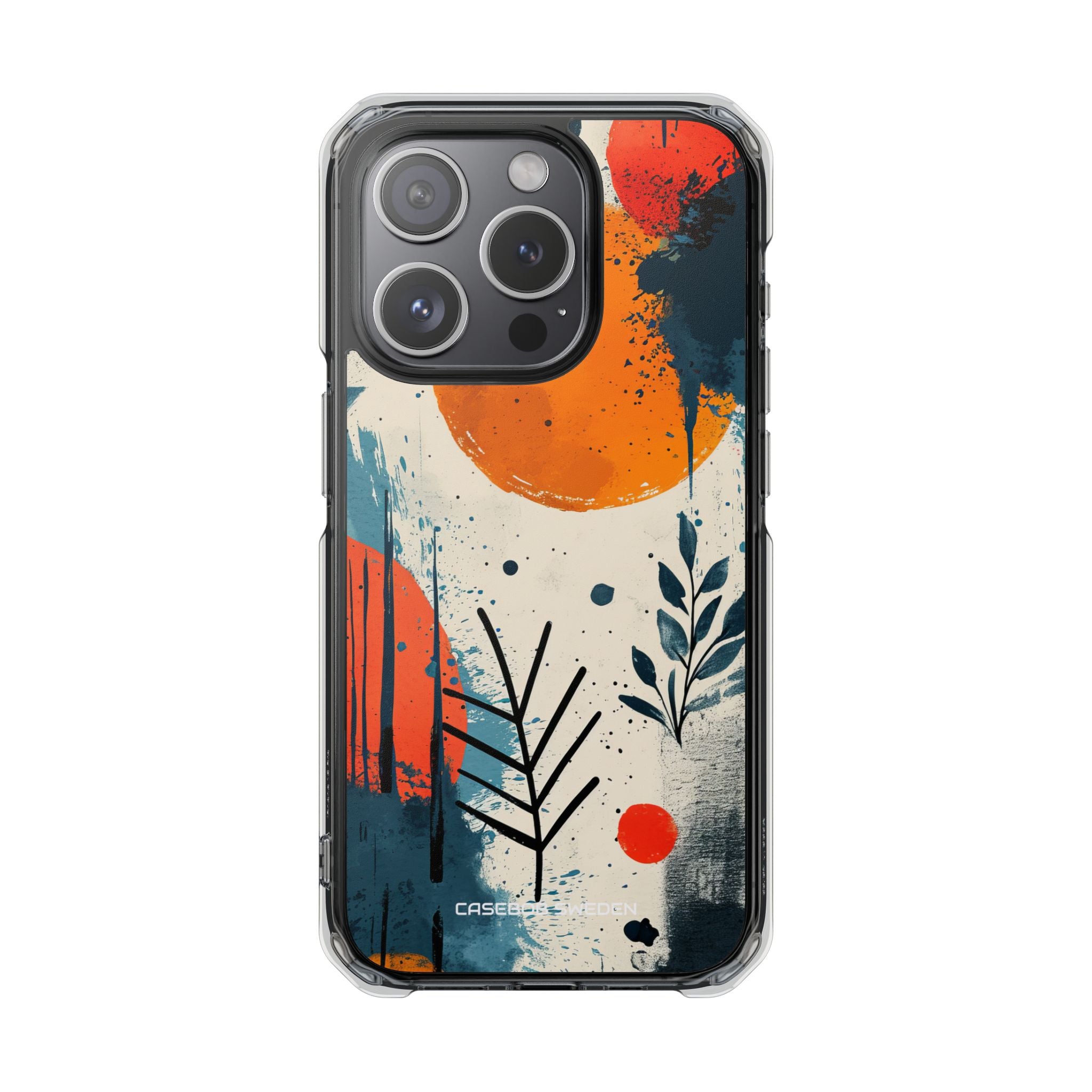 Orange Blue Splash - Clear Impact iPhone 15 Phone Case