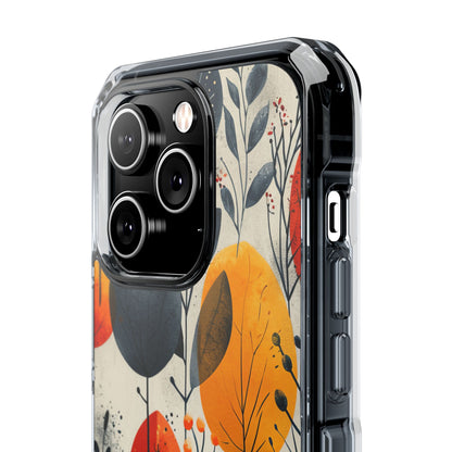 Modern Autumn Leaf Pattern - Clear Impact iPhone 14 Phone Case