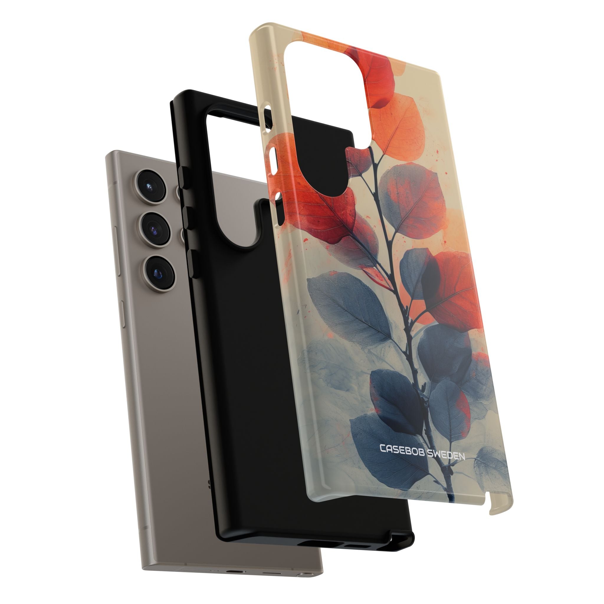 Orange Gray Leaves - Tough Samsung S24 Phone Case