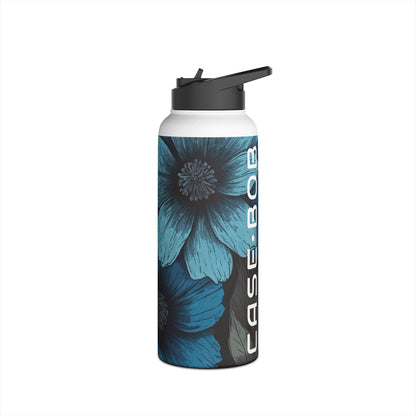 Blue Petal Bloom - Stainless Steel Water Bottle