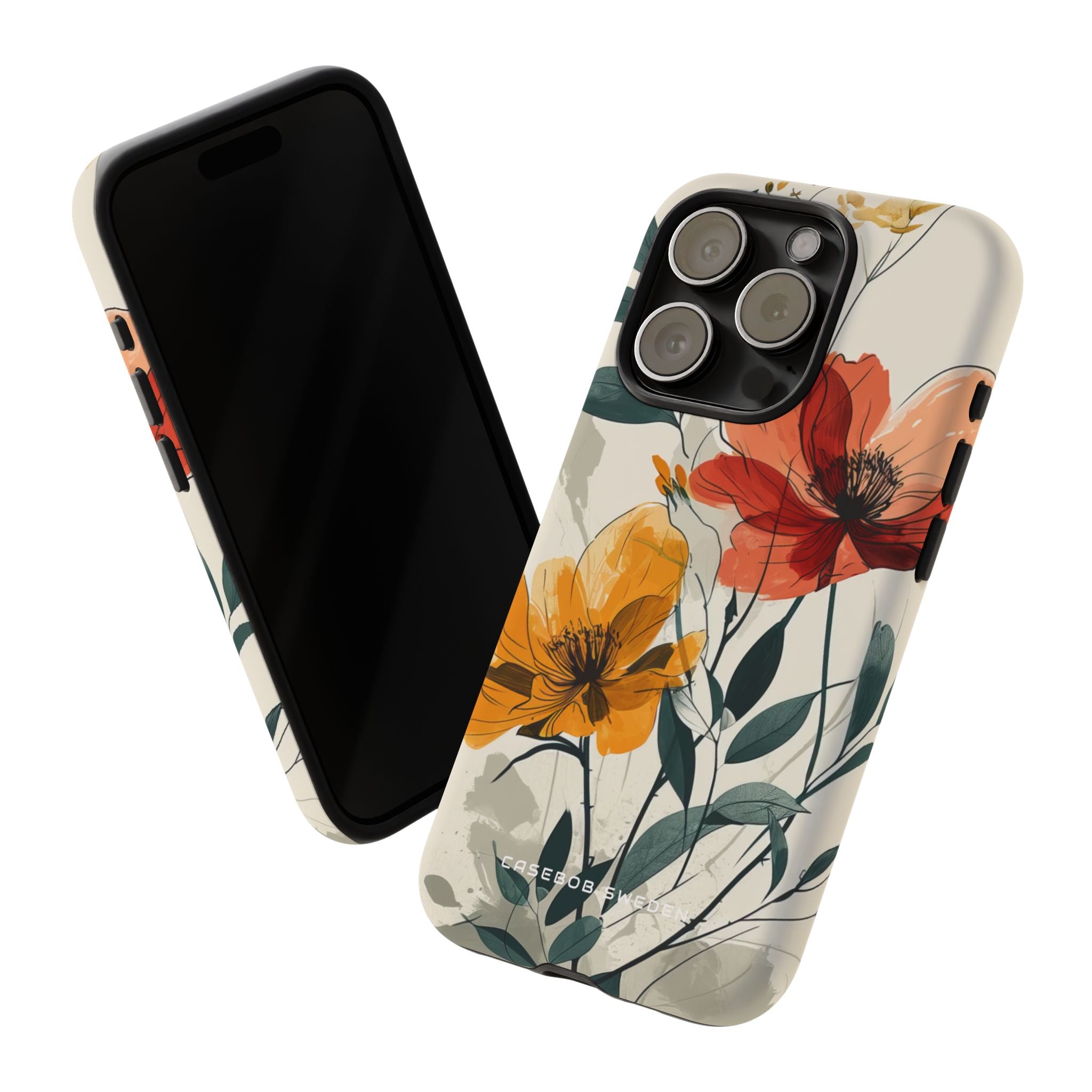 Elegant Floral Harmony iPhone 15 - Tough Phone Case