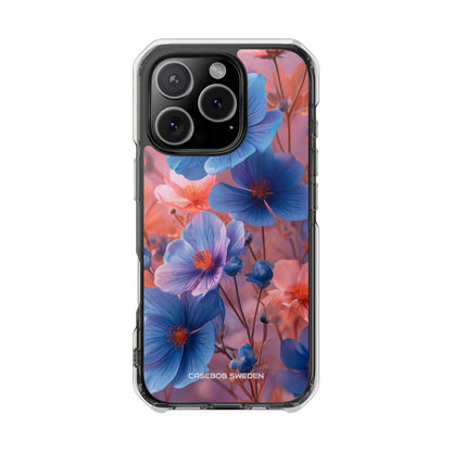 Blue Peach Blossoms - Clear Impact iPhone 16 Phone Case