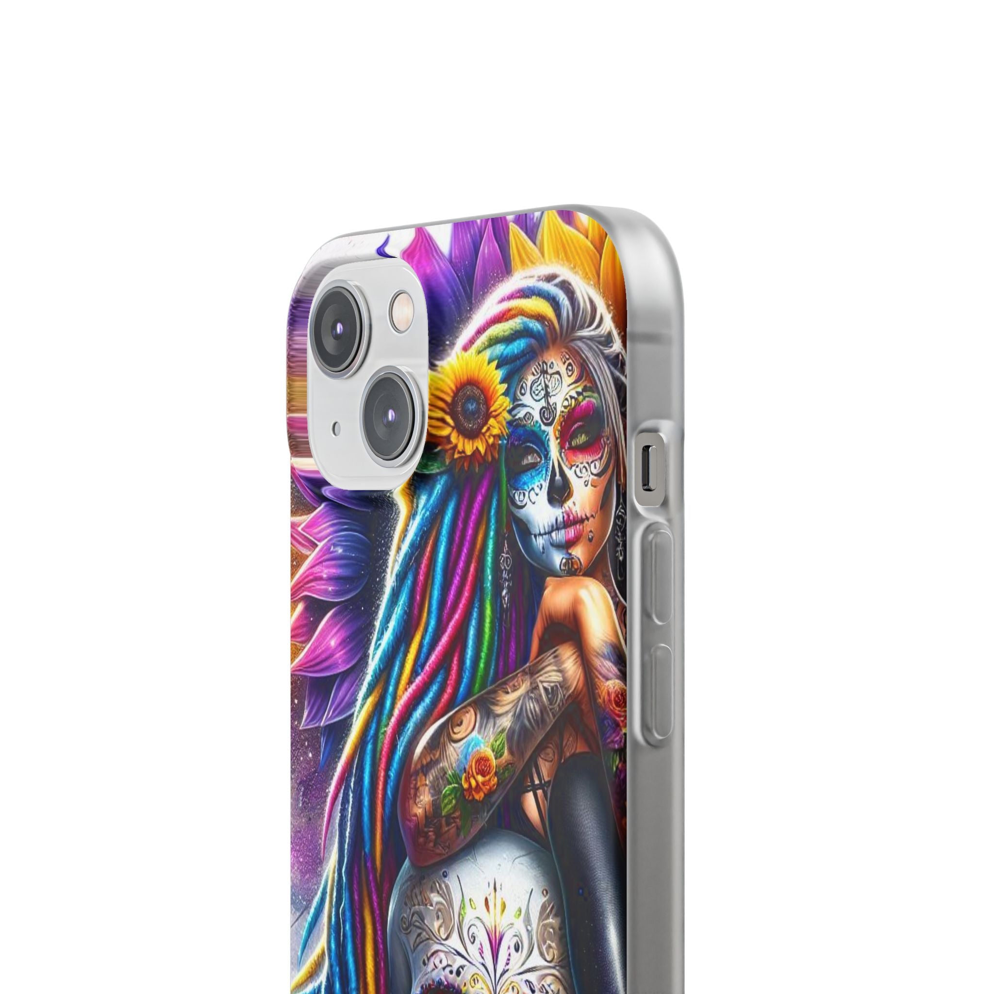 Sunflower Skull Glow iPhone 14 Case - Soft