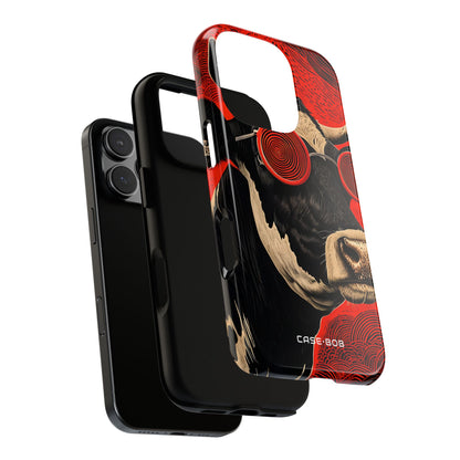 Hypno Cow Crimson iPhone 16 Pro Case - Tough