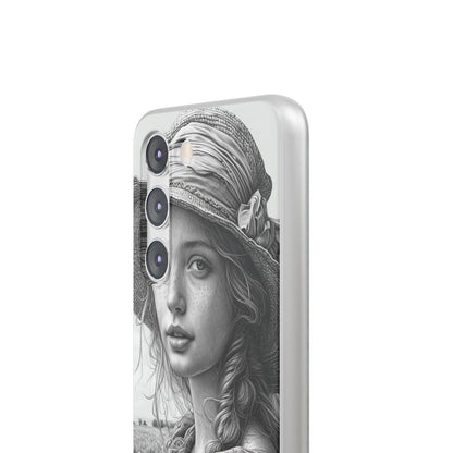 Serene Sketch Portrait | Flexible Phone Case for Samsung Galaxy