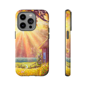 Flower Bushes Wooden House - Protective Phone Case