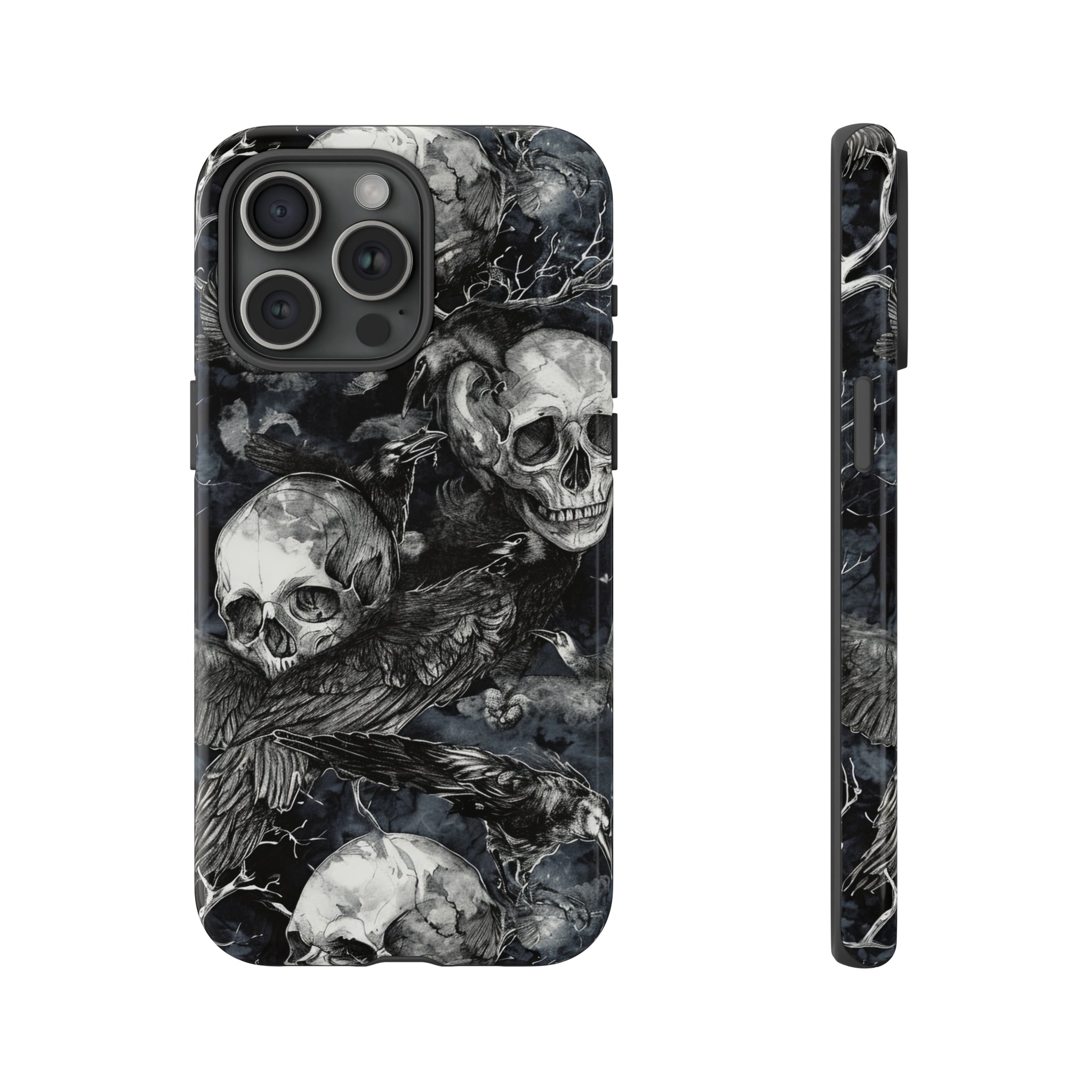 Skulls and Ravens Gothic - Protective Phone Case