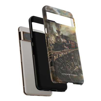 Vintage Steam Train Crossing Mountain Bridge Google Pixel 8 - Tough Phone Case