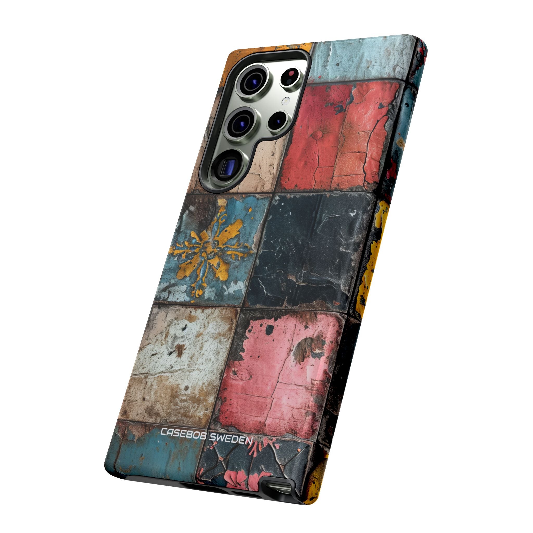 Rustic Red-Yellow Vintage Tiles - Tough Samsung S23 Phone Case