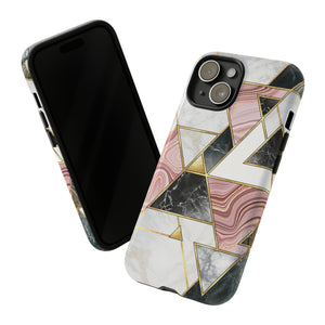 White Pink Mosaic - Protective Phone Case