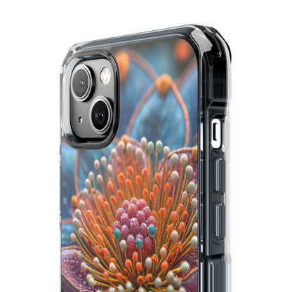 Blue-Orange Floral Swirl - Clear Impact iPhone 14 Phone Case