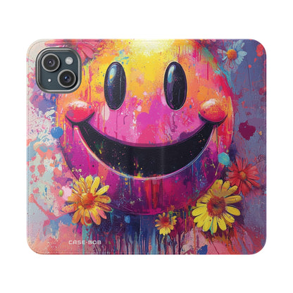 Smiley Bloom Drip - iPhone 15 Plus Case - Wallet