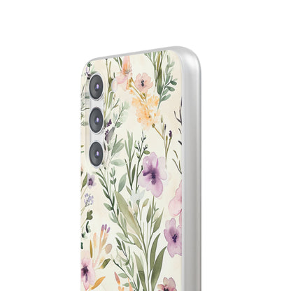 Soft Green Lavender Floral Pattern - Flexi Samsung S23 Phone Case