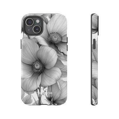 Grijstinten Bloemenharmonie iPhone 15 - Tough