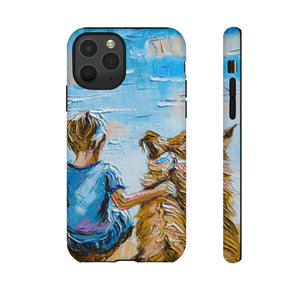 Boy with Dog - Protective Phone Case