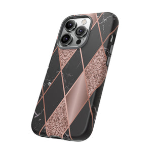 Pink Black Geometric - Protective Phone Case