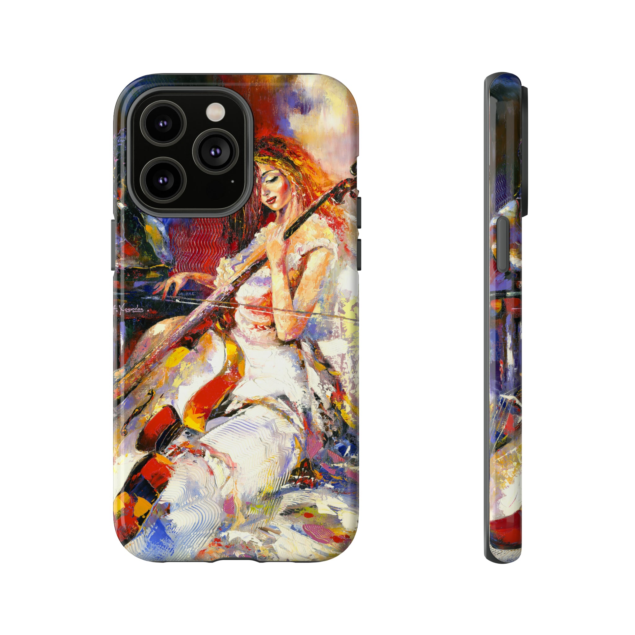 Oil panting - Girl playing Violoncello - Protective Phone Case