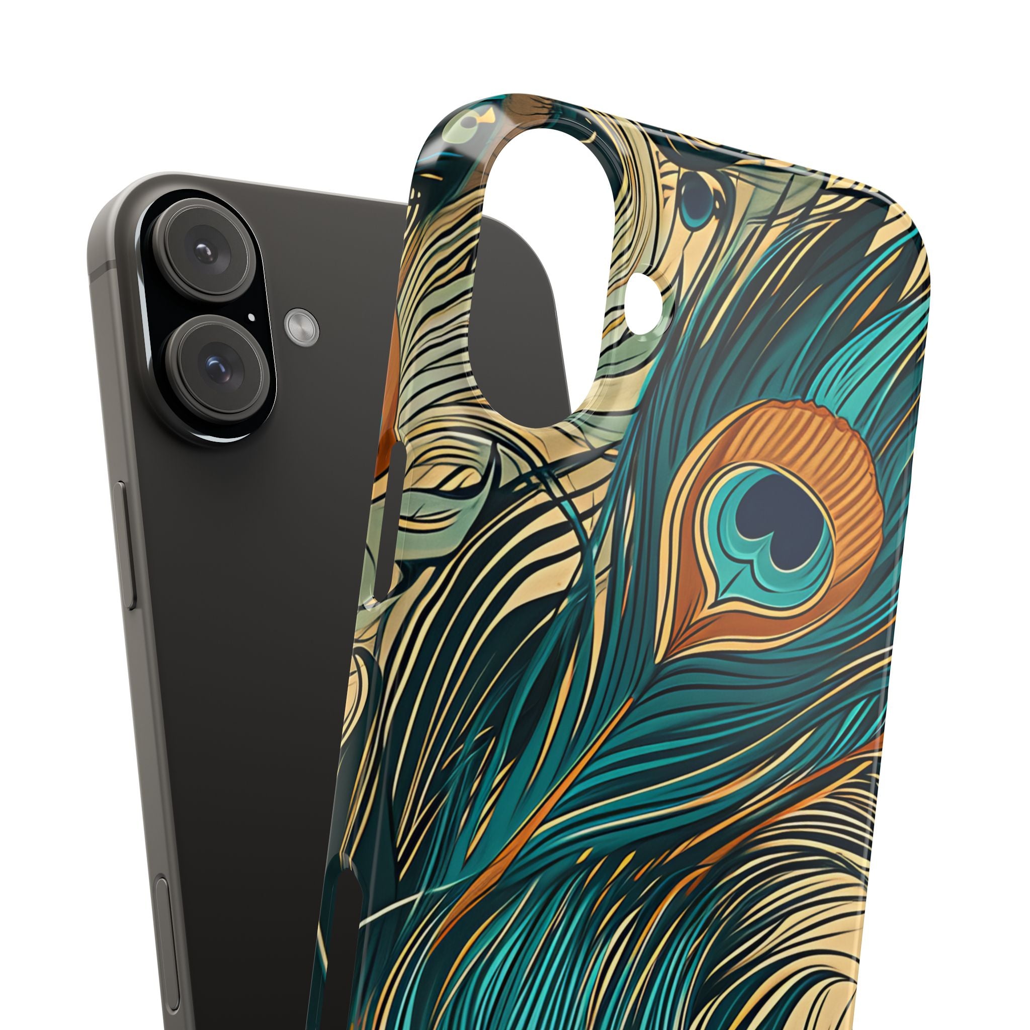 Jugendstil Pfau Eleganz iPhone 16 - Schlanke Handyhülle