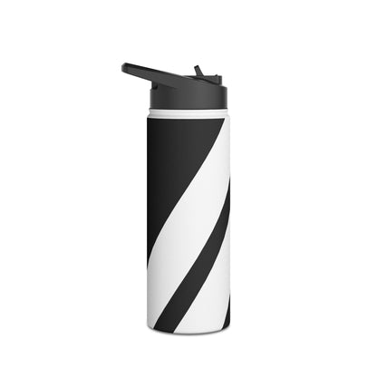 Diagonaaliraitoja Mustavalkoinen - Ruostumattomasta teräksestä valmistettu vesipullo