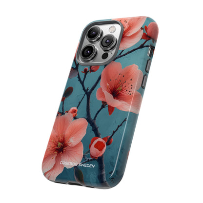 Teal Coral Blossom - Tough iPhone 14 Phone Case