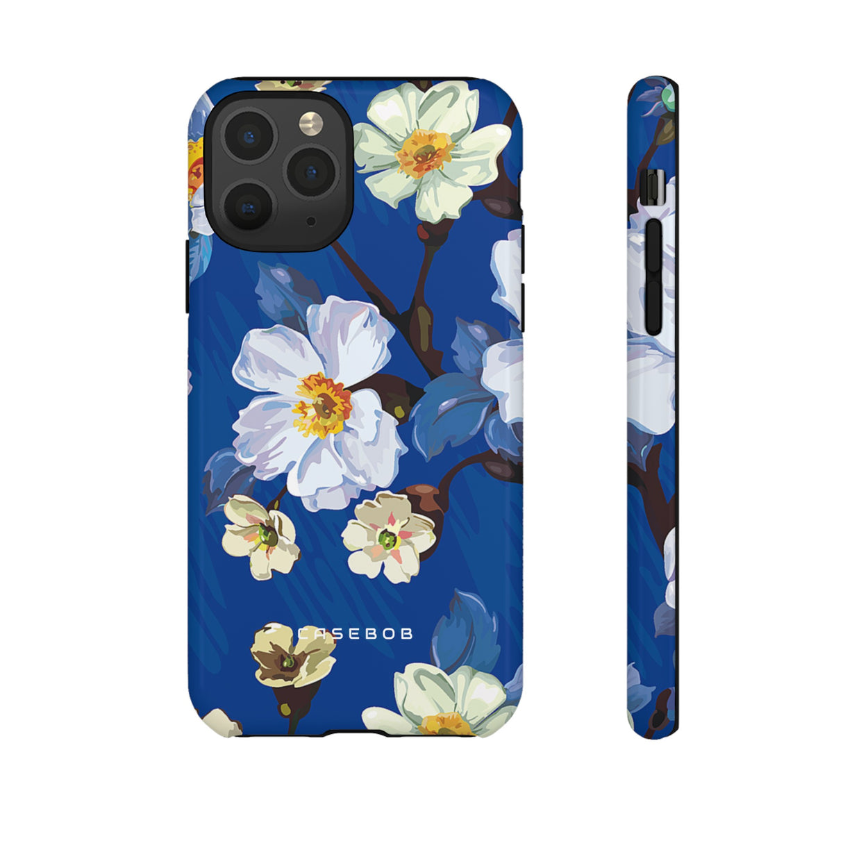 Elegante Blume auf blauem iPhone Fall | Hart