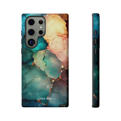 Teal Mosaic Veins Samsung S23 Ultra Case - Tough