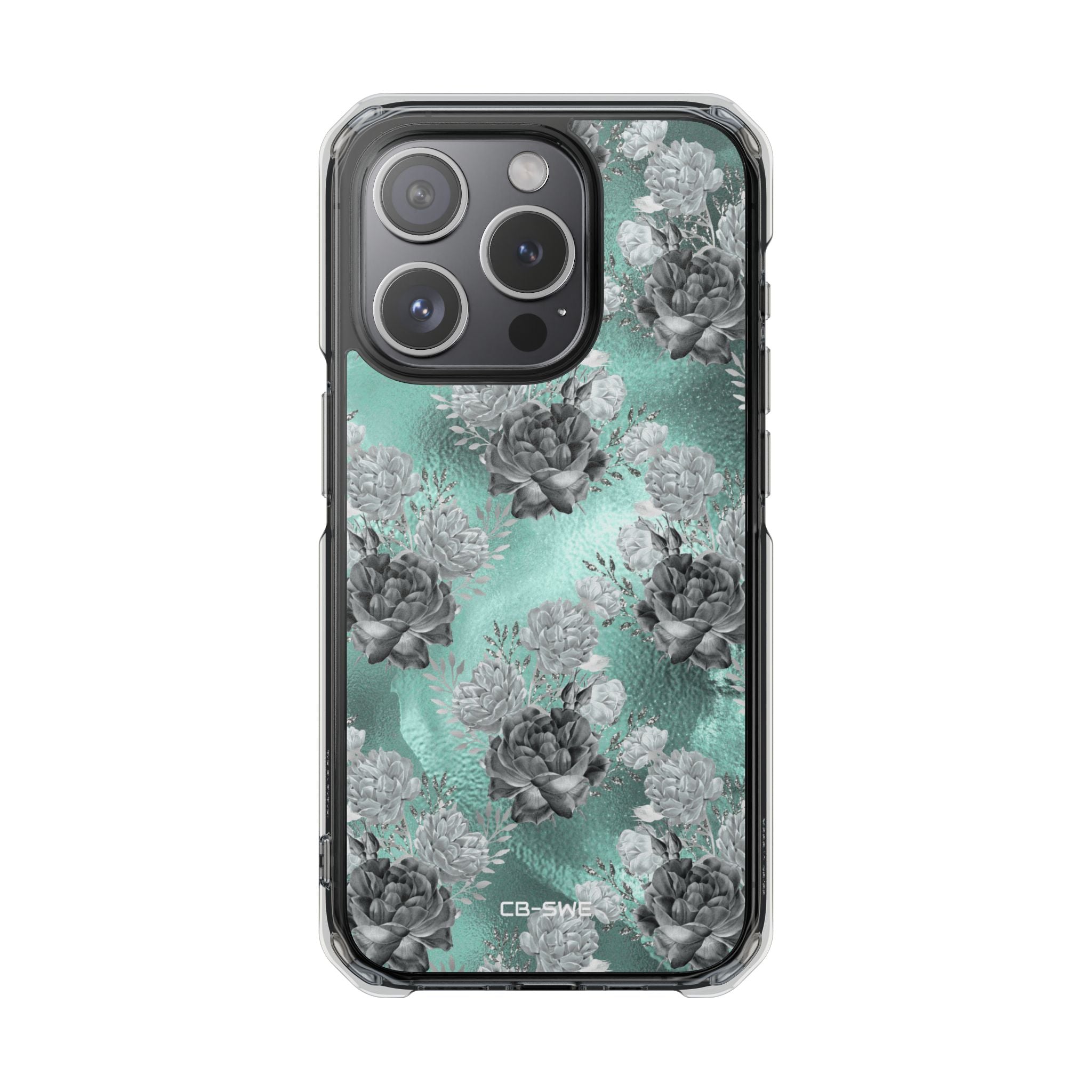 Teal Floral Elegance iPhone Case - Impact