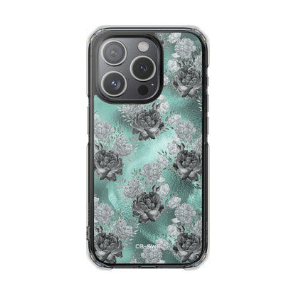 Teal Floral Elegance iPhone Case - Impact