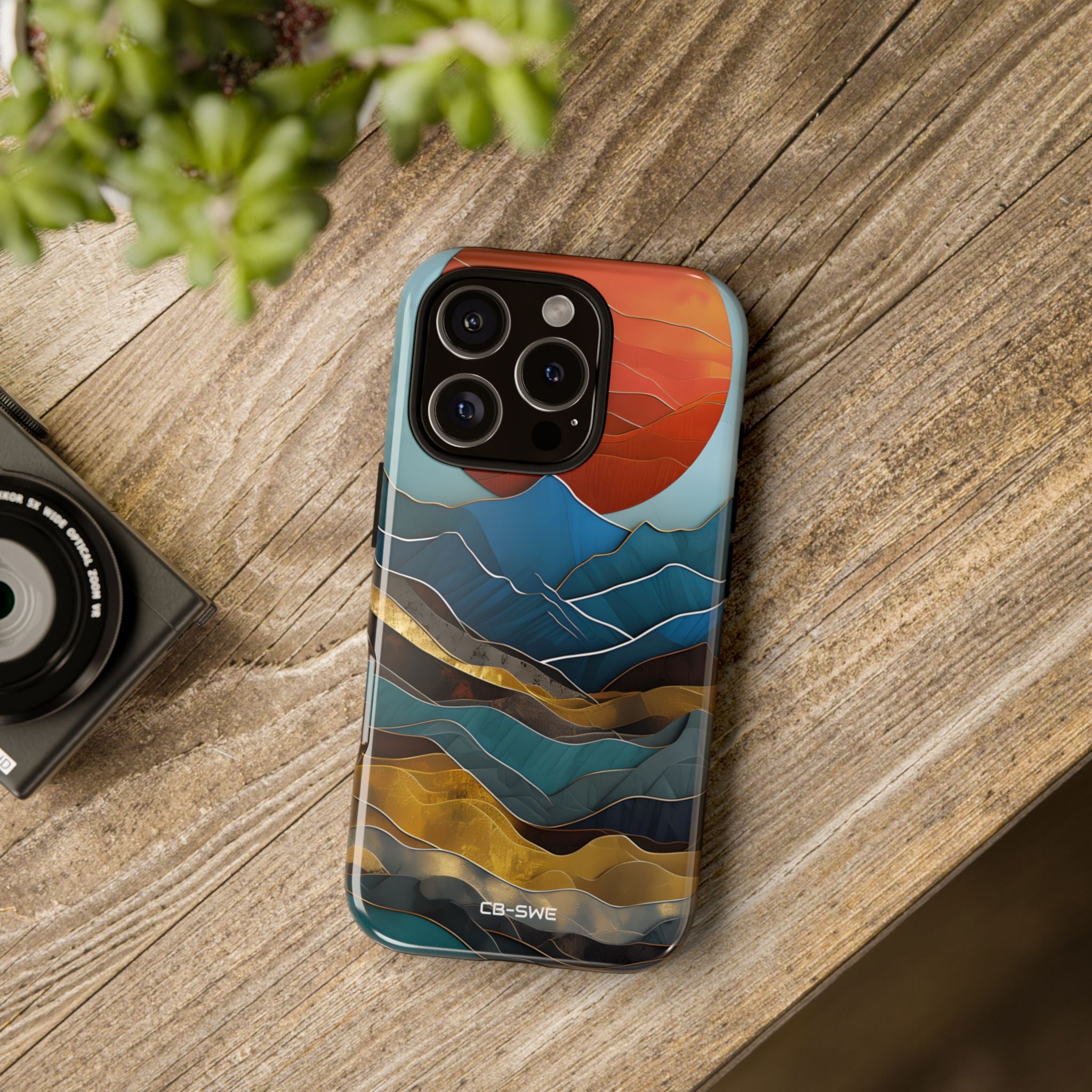 Sunset Geometry Waves - iPhone Case