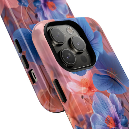 Blue Peach Blossoms - Tough + MagSafe® iPhone 14 Phone Case