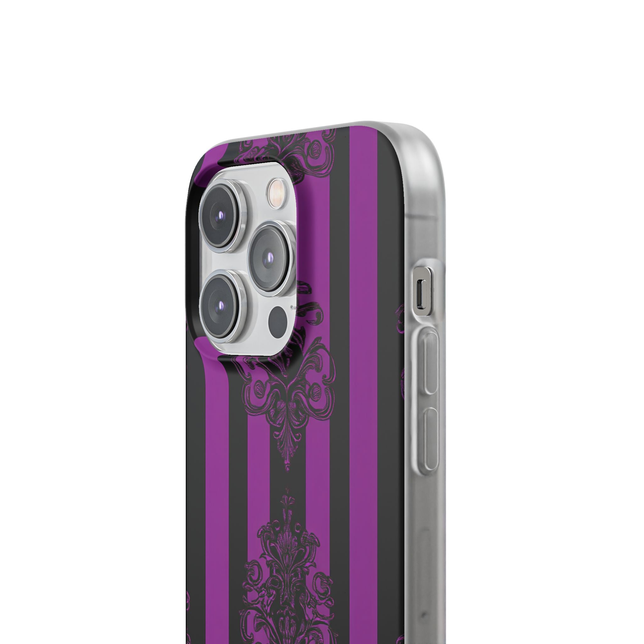 Gothic Elegance with Vertical Stripes and Ornamental Motifs iPhone 14 - Flexi Phone Case