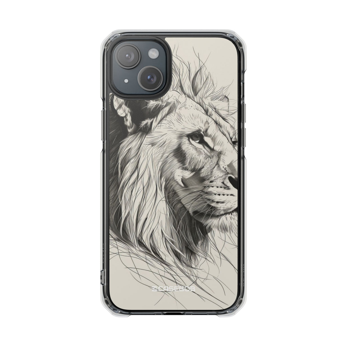 Majestic Linework Lion - Phone Case for iPhone (Clear Impact - Magnetic)