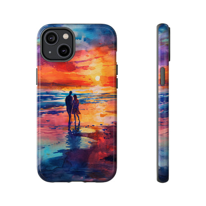 Beach Sunset Love Silhouettes - Protective Phone Case