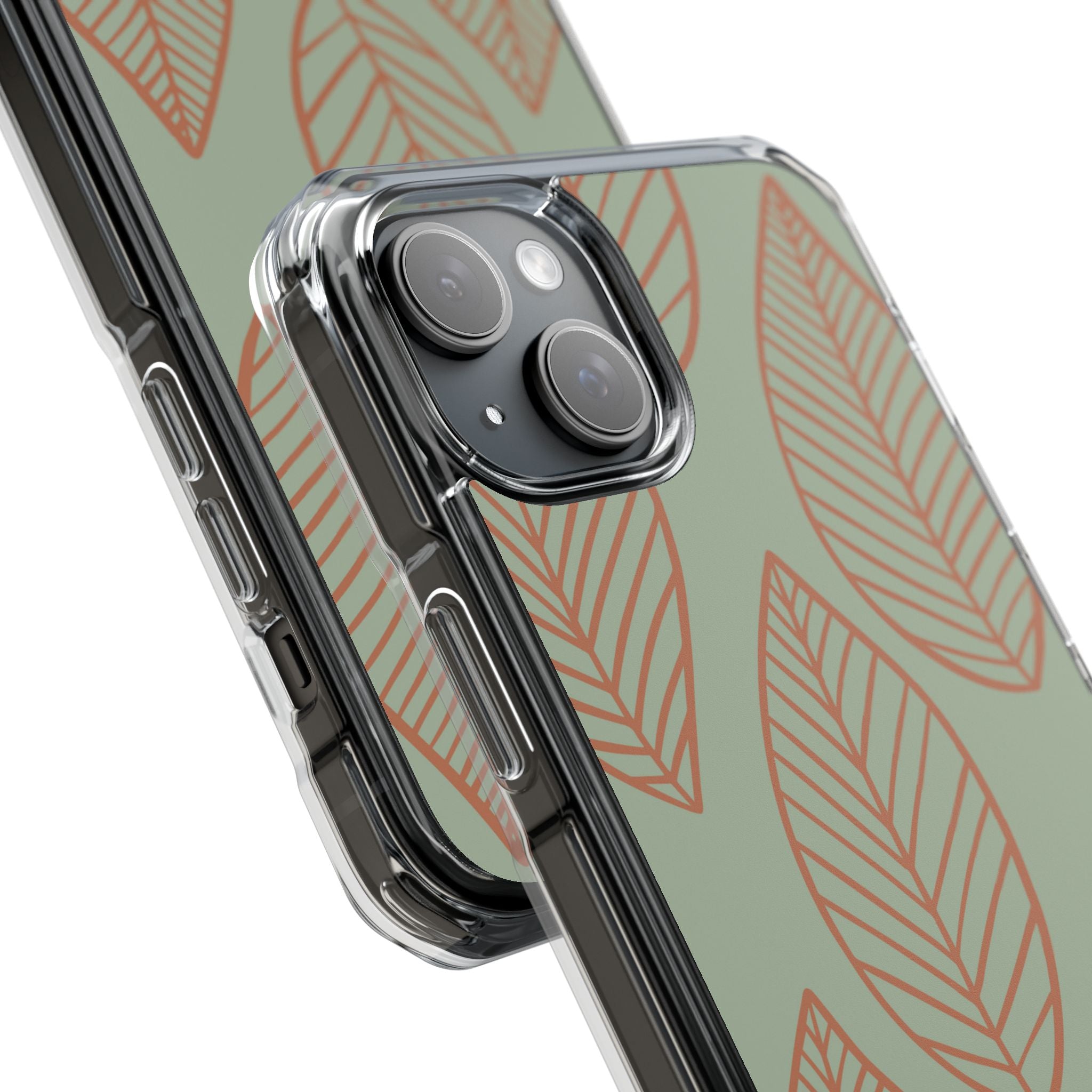 Mint and Orange Leaves iPhone Case - Impact