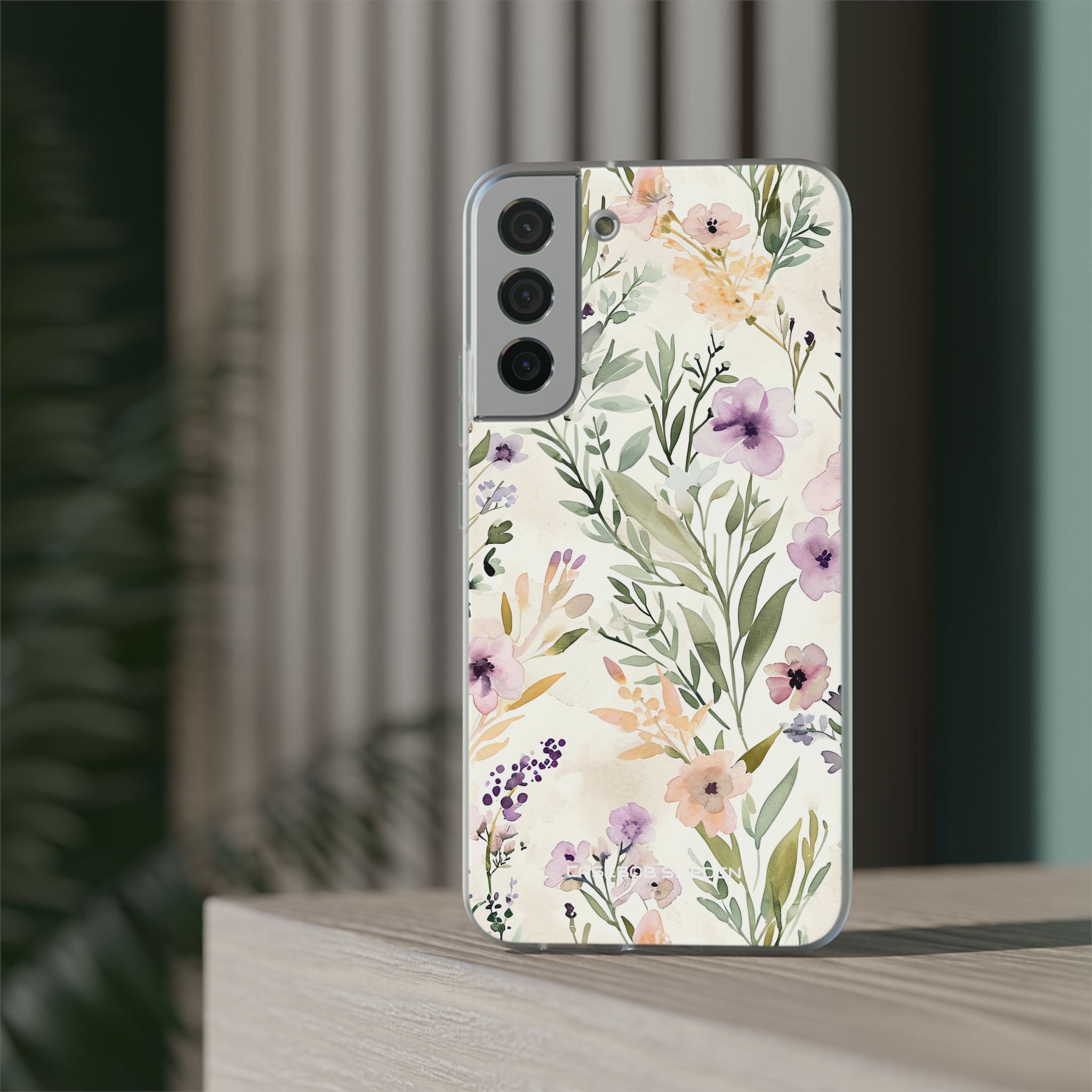 Soft Green Lavender Floral Pattern - Flexi Samsung S22 Phone Case