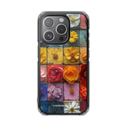 Vibrant Floral Tiles - Clear Impact iPhone 15 Phone Case