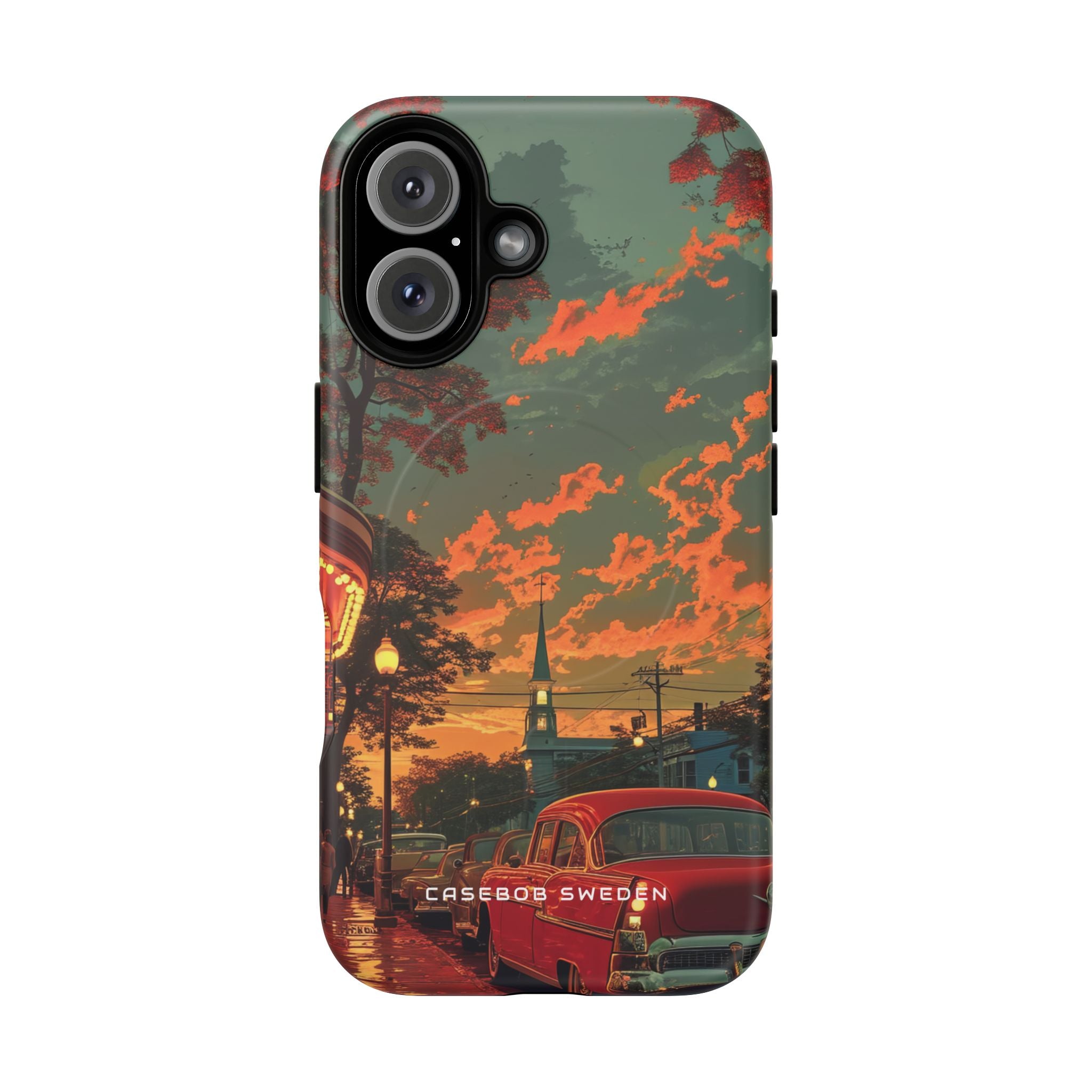 Mid-Century Nostalgia Streetscape iPhone 16 | Tough+ Phone Case